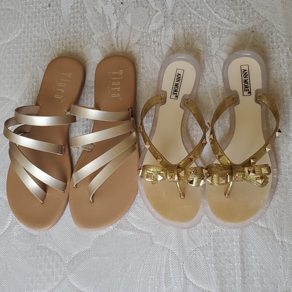 2 pair Gold Sandals